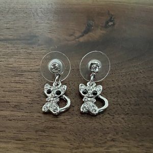 Betsey Johnson Rhinestone Cat Post-back Earrings